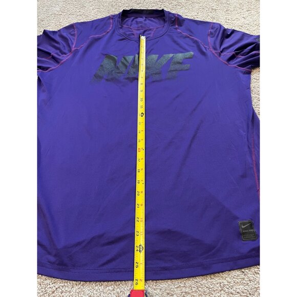 Womens Nike Pro Dri-Fit Fitted Purple Tee Size XL Activewear Bold Logo Bright - Picture 4 of 6
